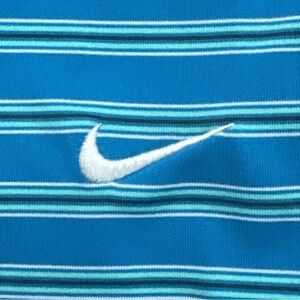 Nike Golf Tour Performance Polo Shirt Men’s Sz Medium Turquoise Striped Dri Fit